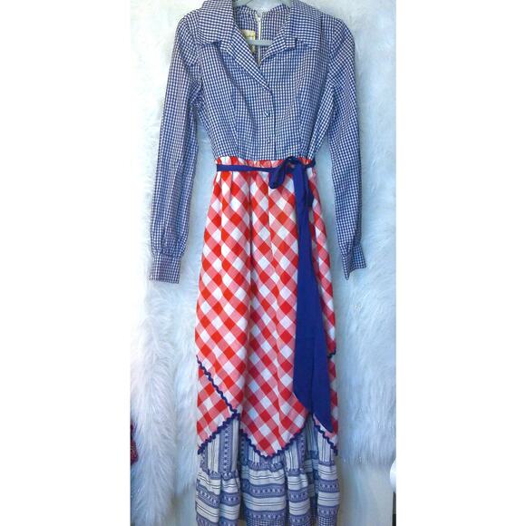 Vintage Jane Justin For Don Sophisticates Prairie Country Maxi Dress READ - Picture 1 of 8